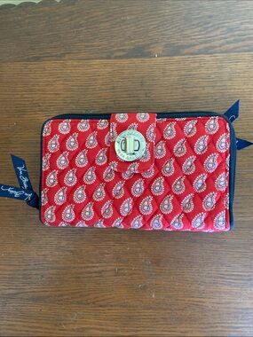 Vera Bradley Red Paisley Quilted Zip Wallet